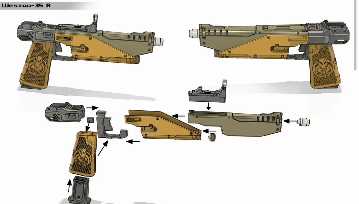Mandalorian Westar 35 Blaster – 1:1 Scale DIY Kit | 3D Printed Prop Replica