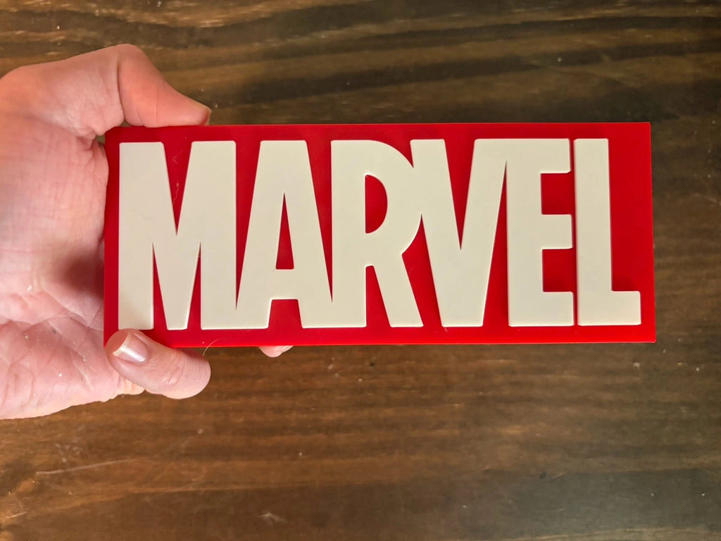 Marvel Sign Logo Display 7x3in 3d Printed